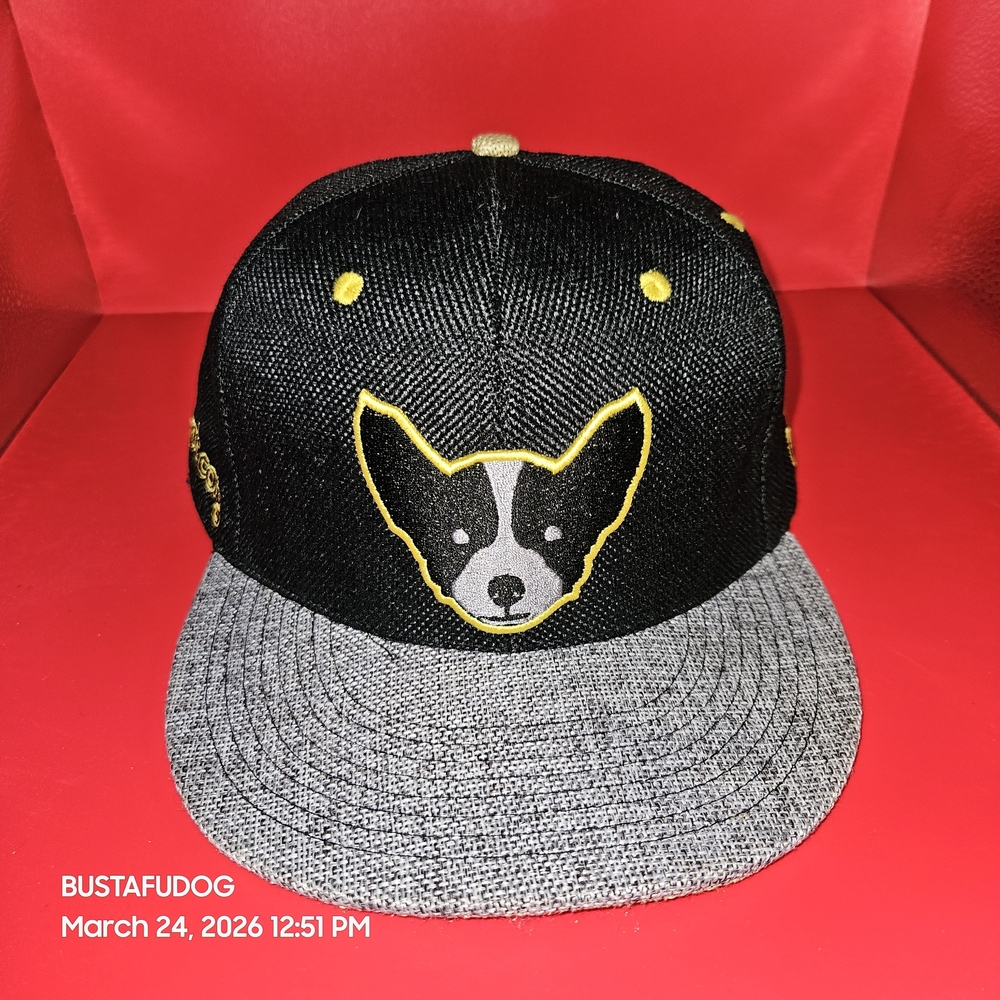 BUSTAFUDOG Black & Gray Dog Logo Snapback Hat